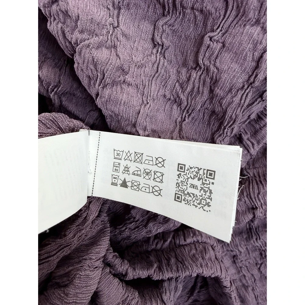 NWOT Zara High-Waisted Balloon Style Joggers Eggplant Textured Bohemian Large - Picture 9 of 10